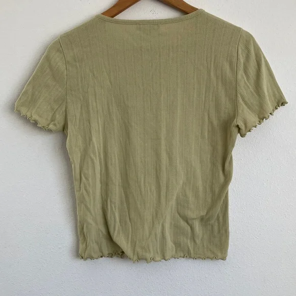 J. Crew Pointelle short-sleeve knit cardigan Small Sage Button-Up Sweater - Picture 6 of 7